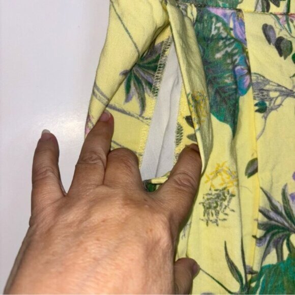 INC Women’s Small Floral Yellow Green Pants Cottagecore Romantic Feminine Flare - Picture 6 of 15